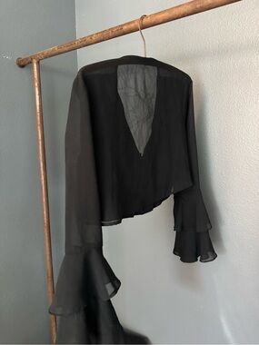 {vintage} dramatic sleeve sheer blouse